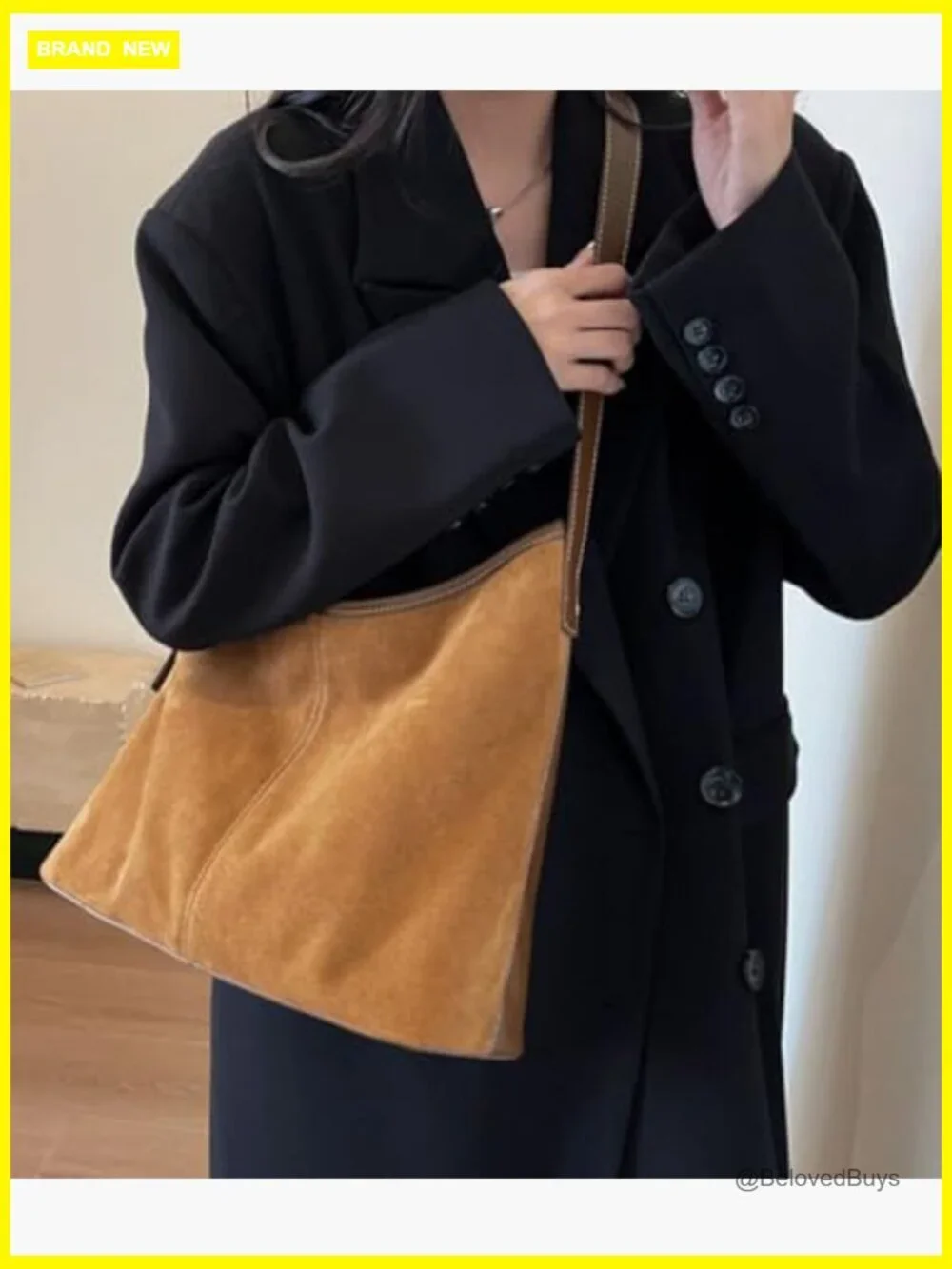 Suede Hobo Tote Bag Crossbody Shoulder Bag Slouchy Handbag Retro College Purse